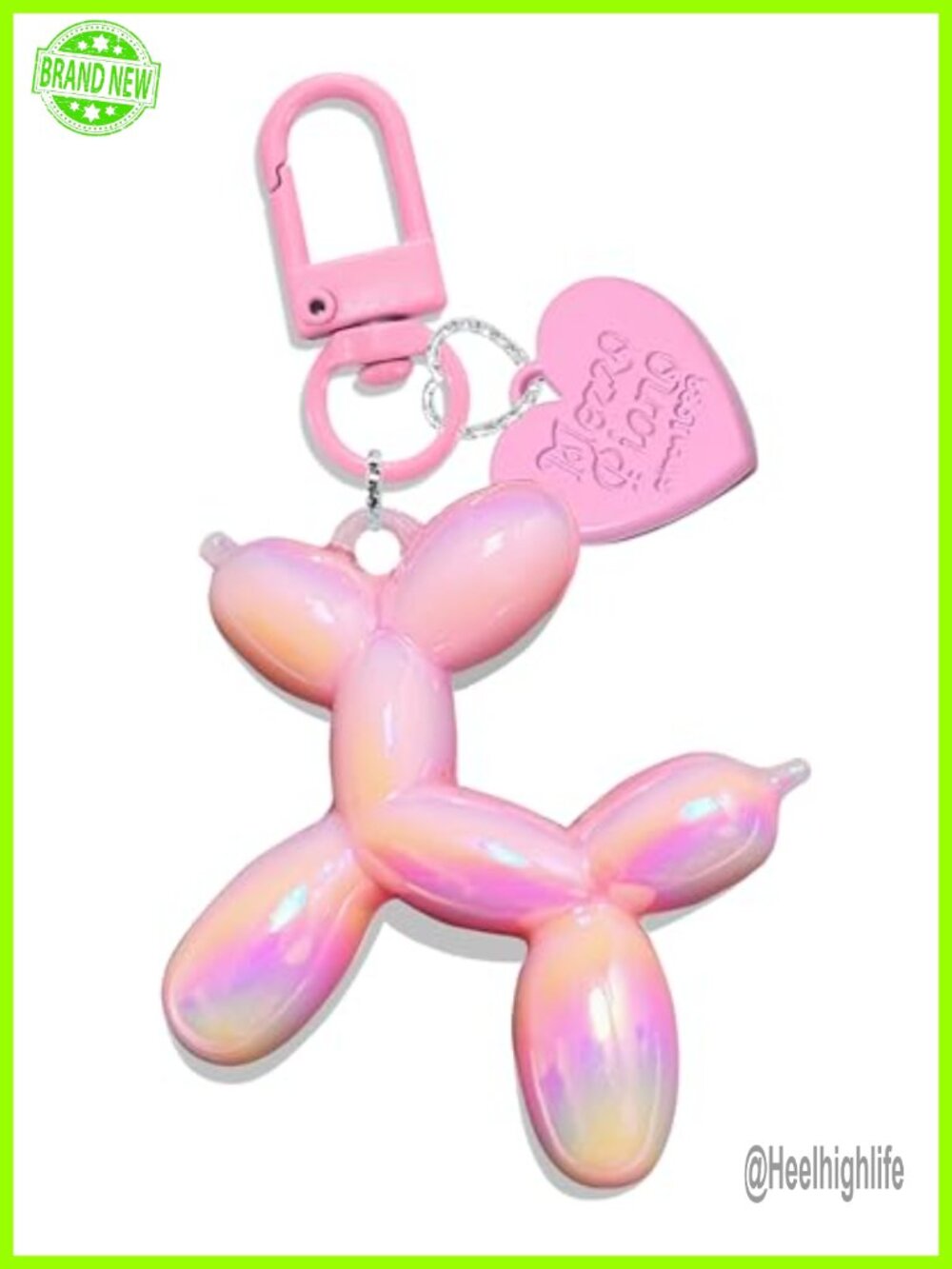 Balloon Dog Keychain Purse Charm Plastic Lightweight Novelty Keyring